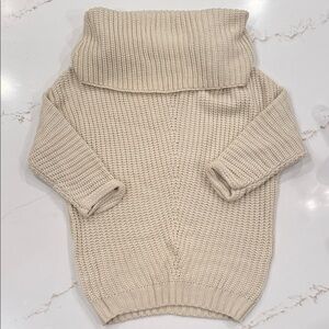 Umgee Cream Cowl Neck Cotton Blend Sweater Size Small